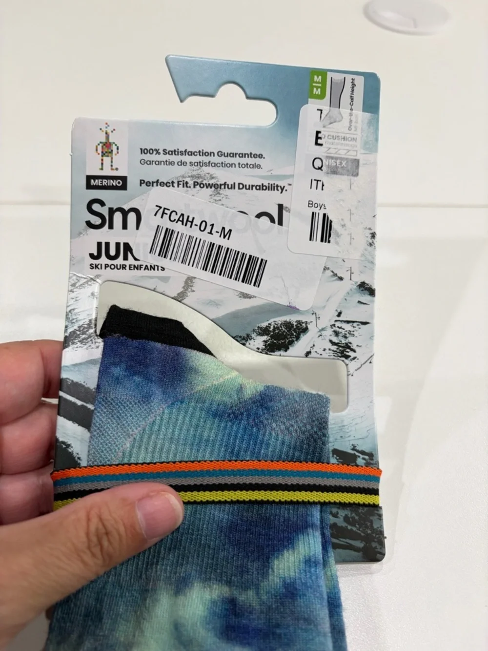 SmartWool Boys Girls Kids Medium Tie Dye Print Zero Cushion Ski Socks Blue NWT